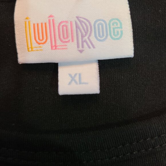 LuLaRoe XL Sheer Sleeve Randy Red Black Embroidered Flowers Floral - Picture 3 of 4